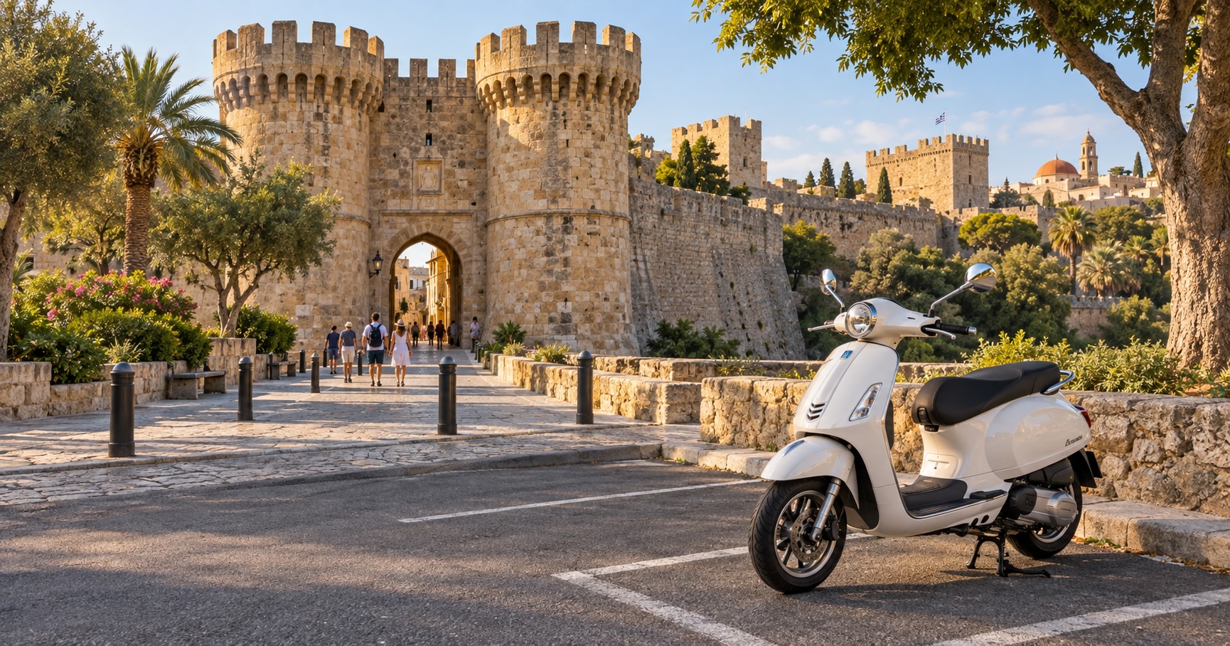 Rhodes Old Town on two wheels: where to park your scooter and a 2-hour walking loop